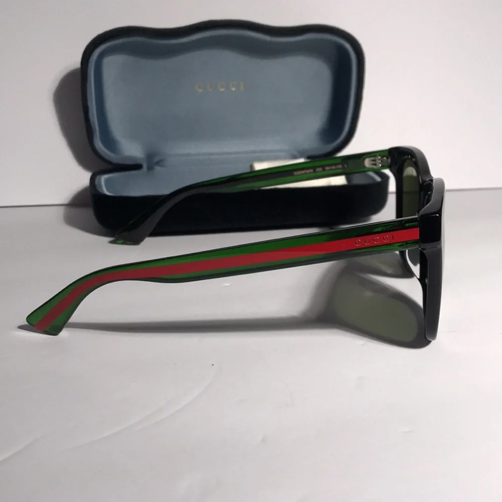 New Authentic GUCCI GG0057SKN 56MM Sunglasses – Black/Green
